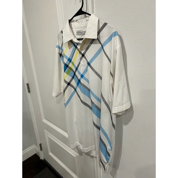 Carnoustie Performance Golf Polo Shirt White Sz Large Plaid Short Sleeve Active - Picture 3 of 9